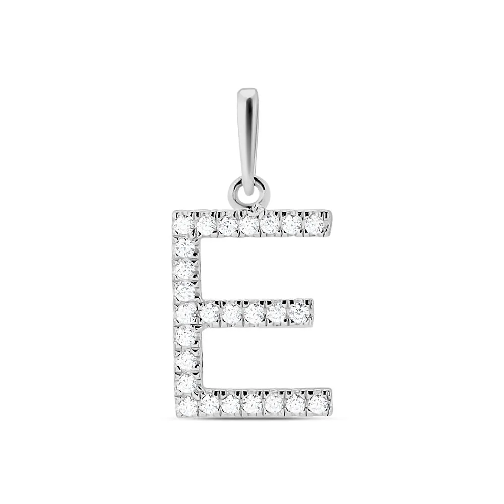 Pendente Lettera E Poème Oro Bianco 375/1000 Cubic Zirconia Bianco 1428400