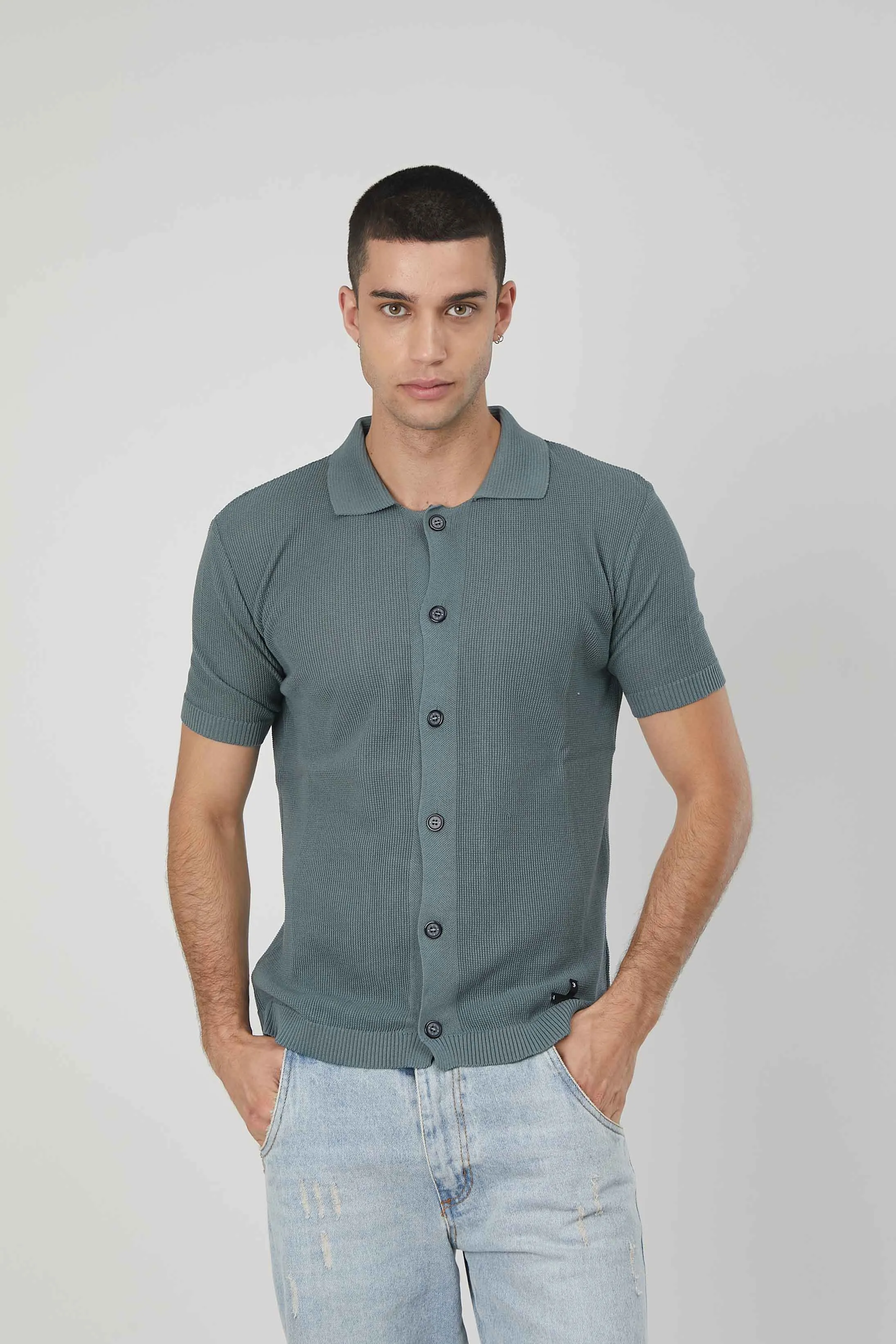 POLO CON BOTTONI OCEAN BLUE
