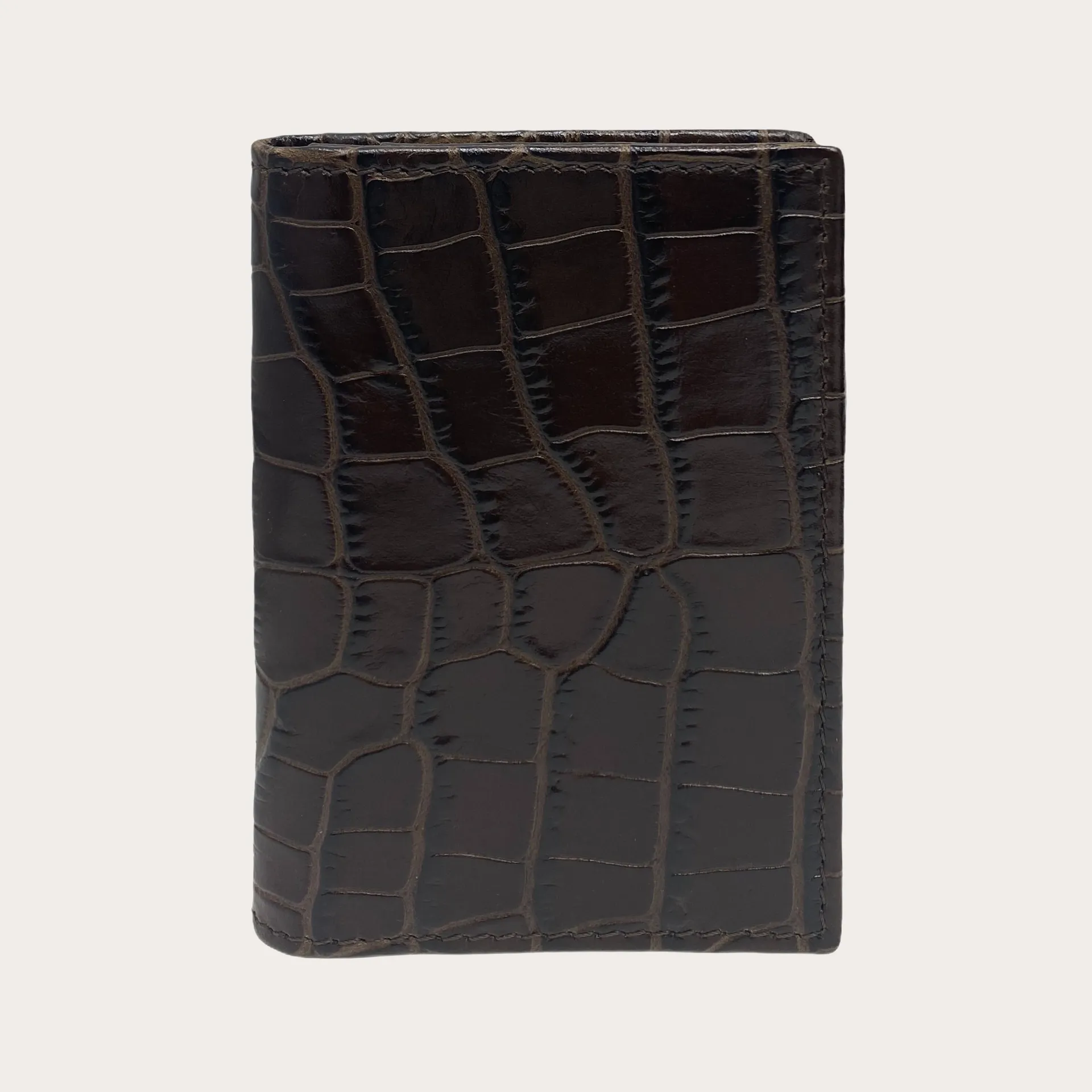 Porta tessere marrone testa moro in pelle stampa cocco