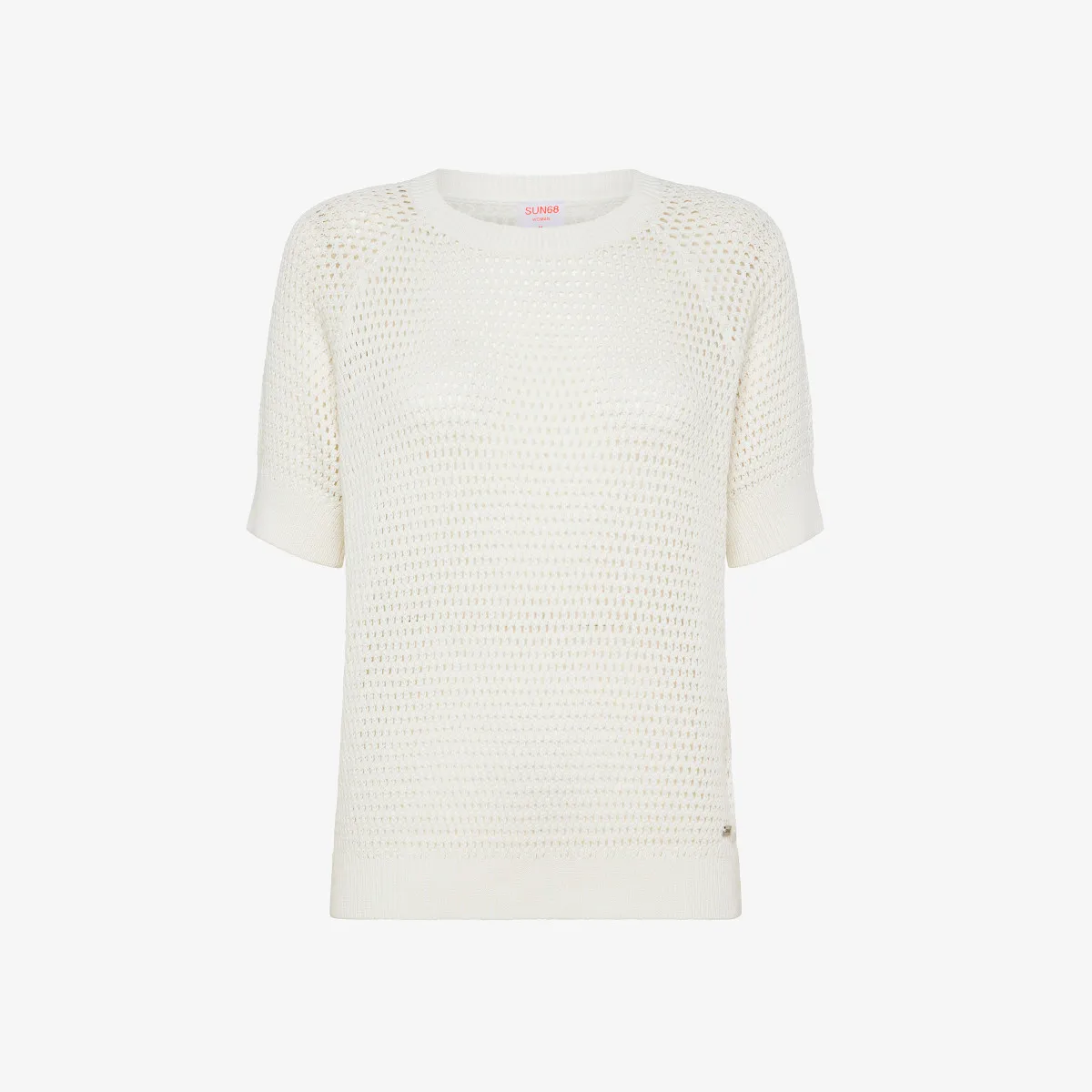 ROUND NECK JACQUARD S/S BIANCO PANNA