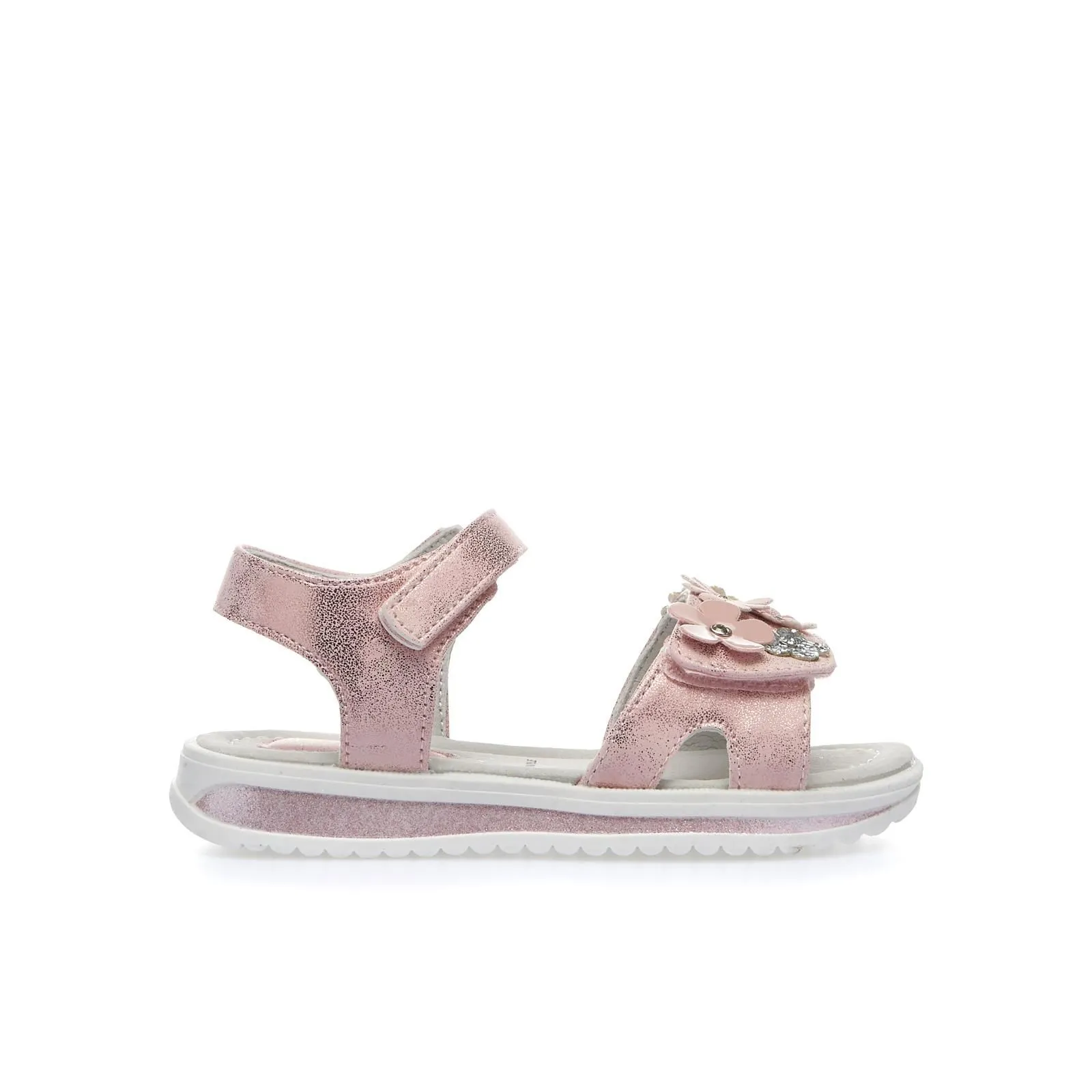 Sandali rosa Girl da bambina con fiori applicati