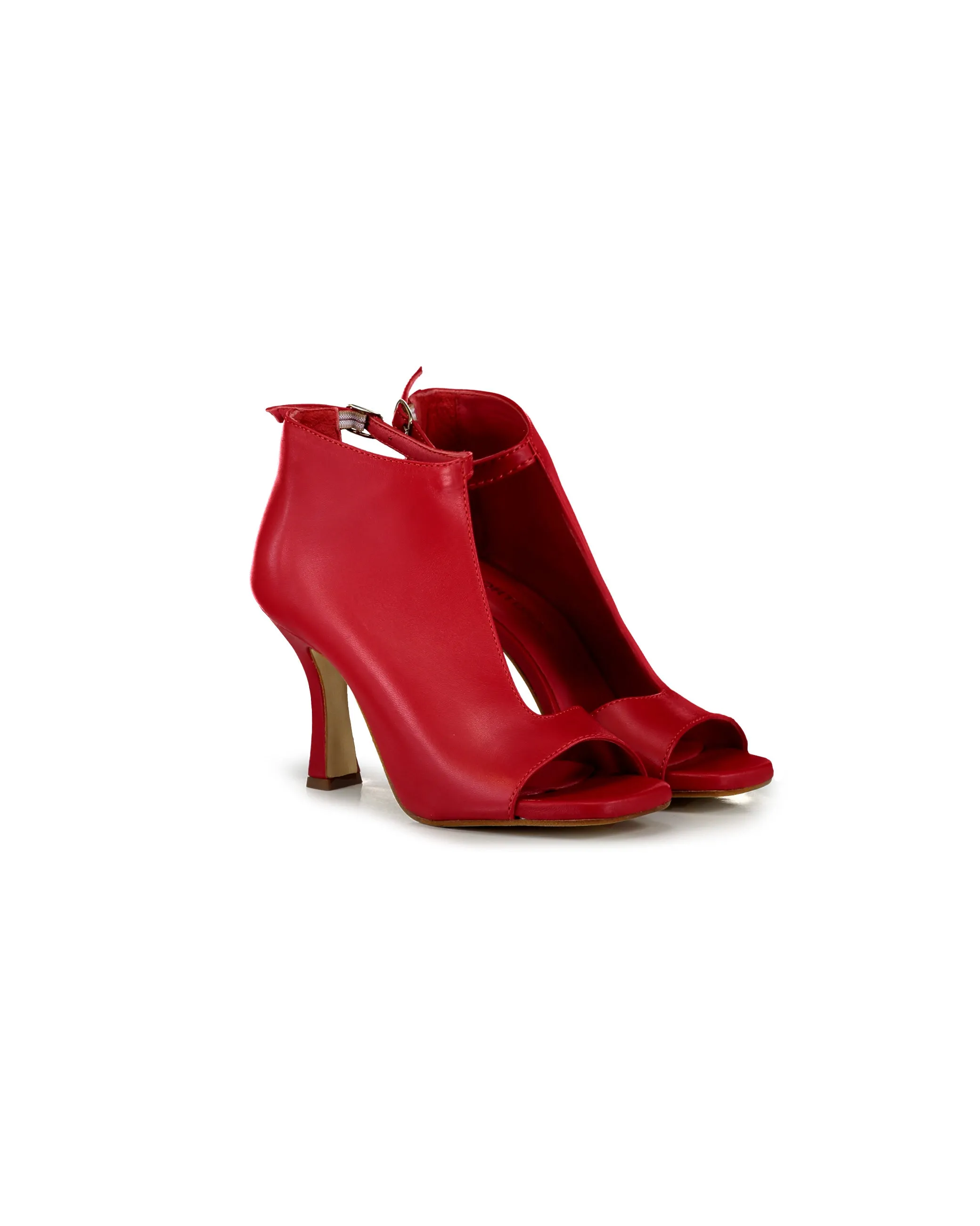 Sandalo tronchetto nappa rosso