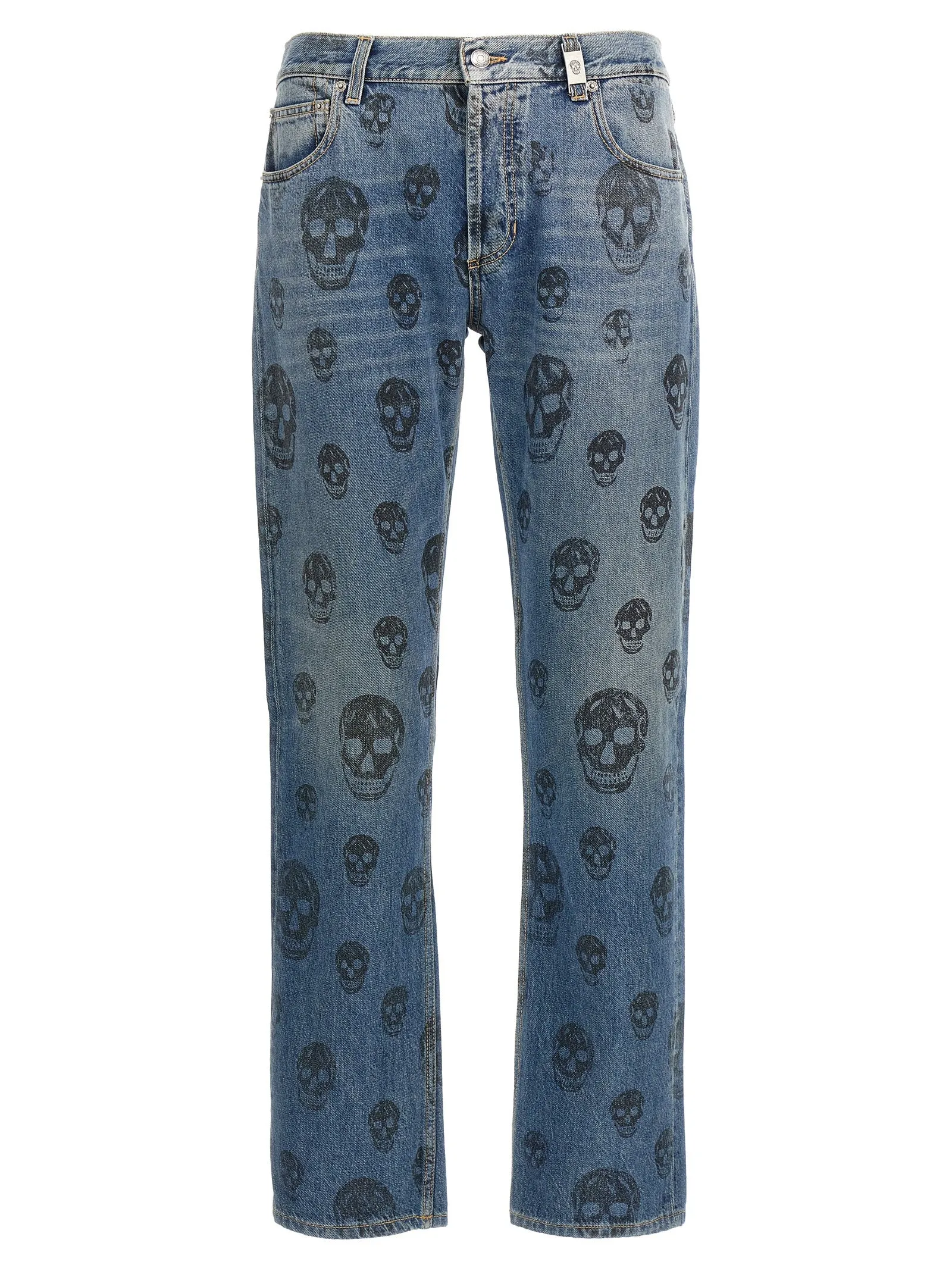 Skull Print Jeans Blu