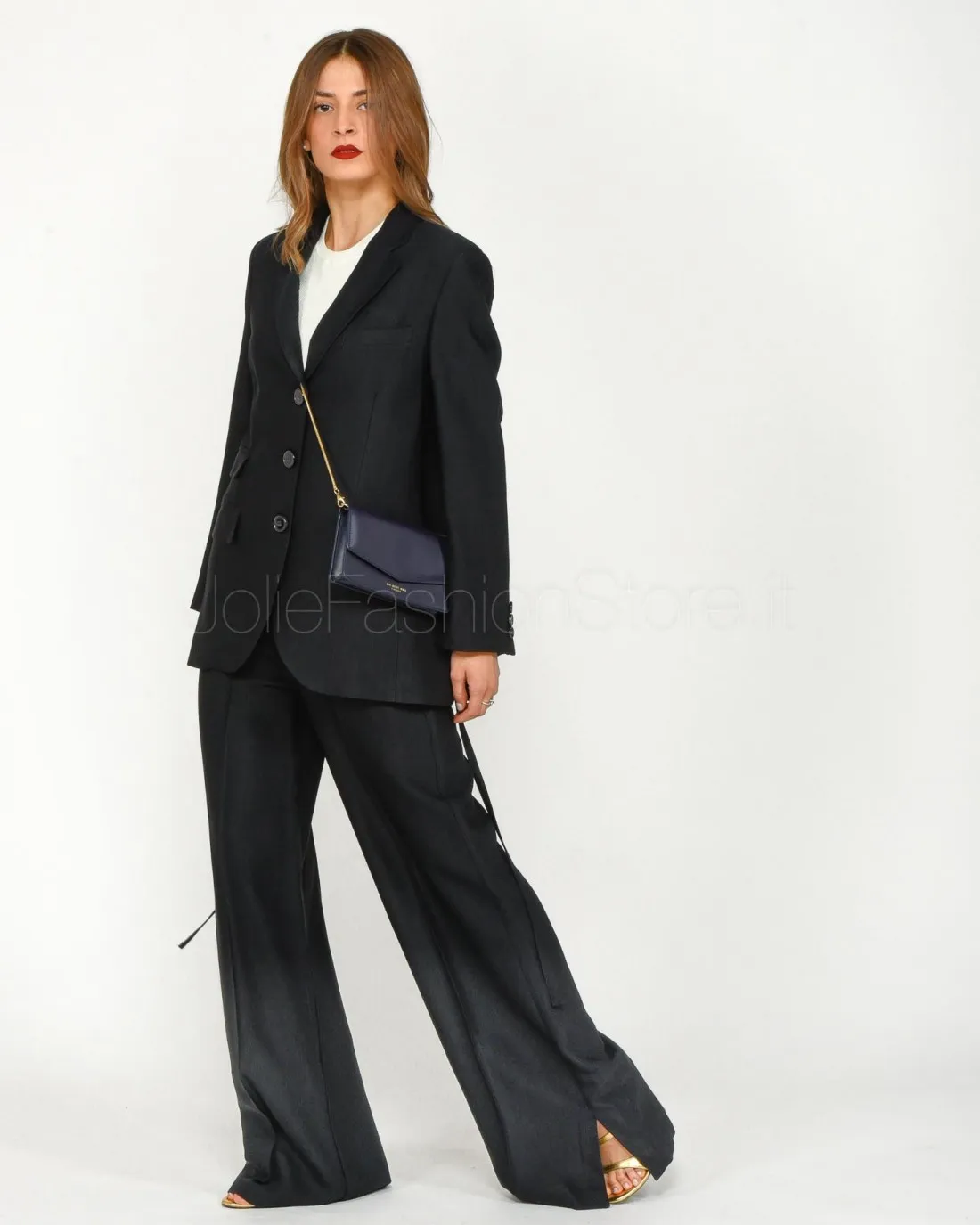 ---------------  ---------------  ---------------  ---------------  --------------Solo Tre Palazzo Trousers Blue Black------