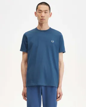 T-shirt blu indaco mezza manica tinta unita