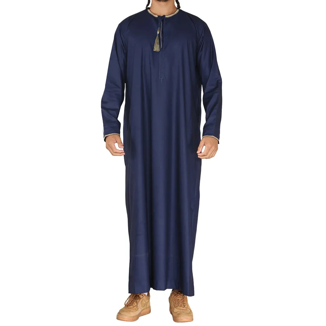 Thobe Jubba da Uomo Emirati Omani Islamico Musulmano Kaftan Eid Robe Arabo