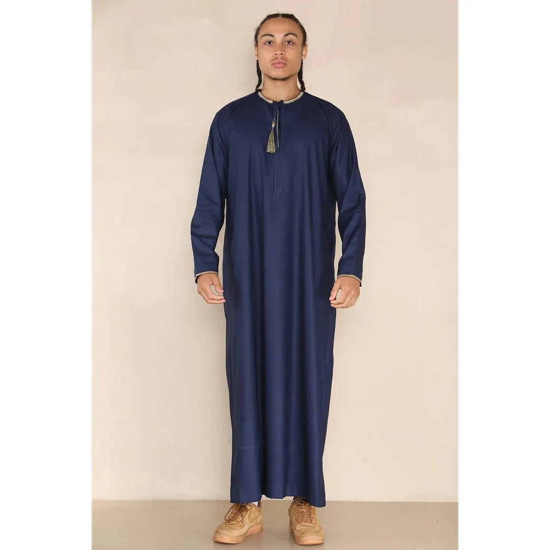 Thobe Jubba da Uomo Emirati Omani Islamico Musulmano Kaftan Eid Robe Arabo