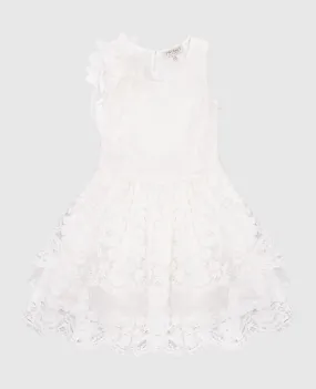 Twinset Abito bianco da bambina con seta e pizzo GS8LD1610
