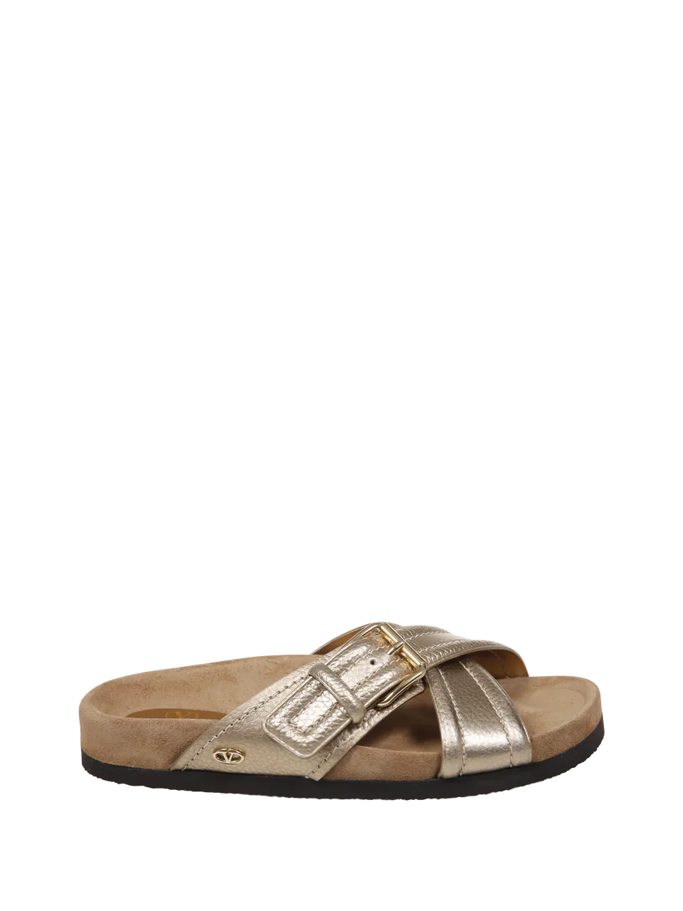 WOMAN VALENTINO GARAVANI GOLD CALF LEATHER SLIPPERS