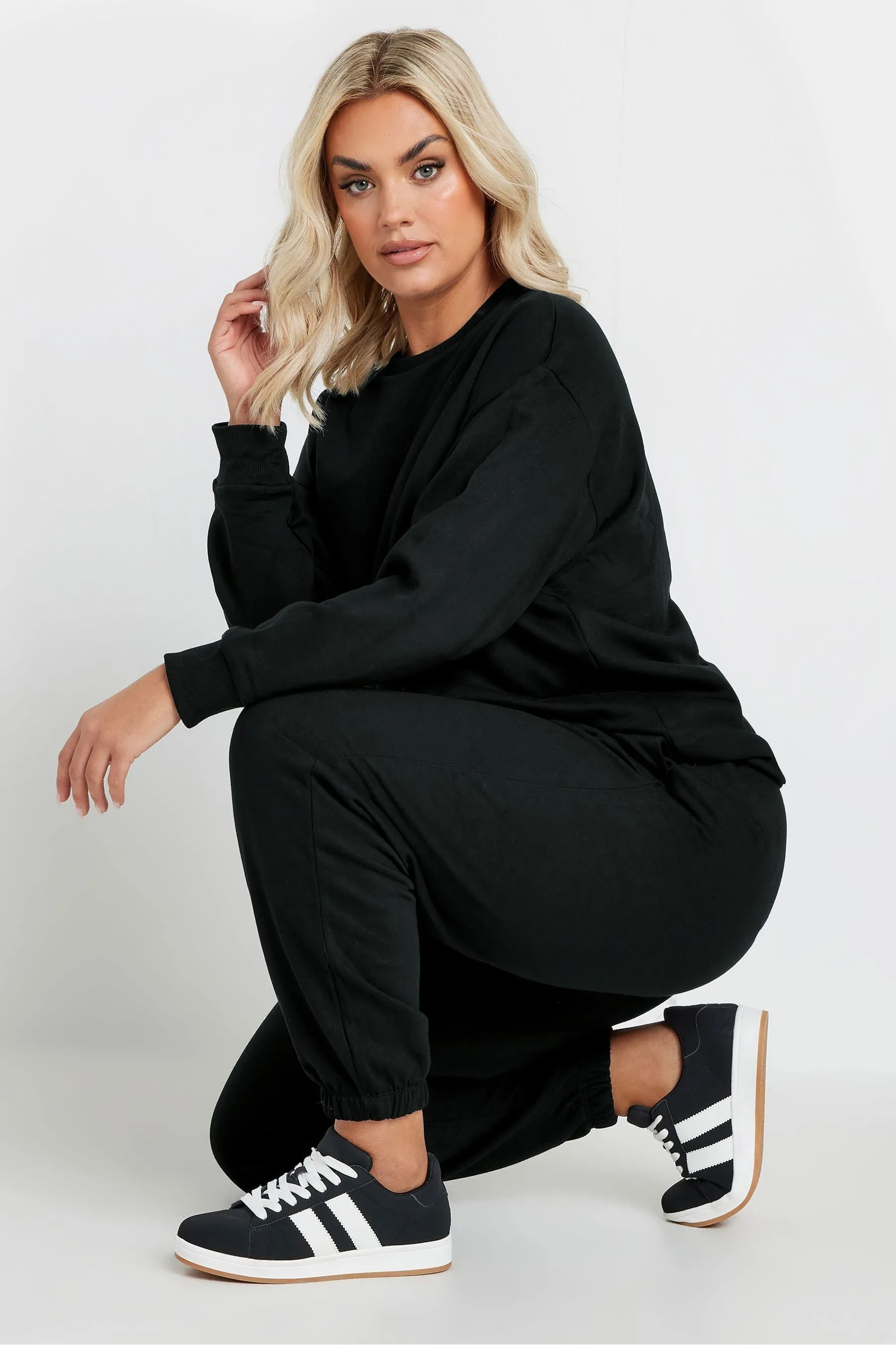 Yours Curve Crewneck Sweatshirt With Cuffed Joggers Set    